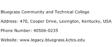 Bluegrass Community and Technical College Address Contact Number