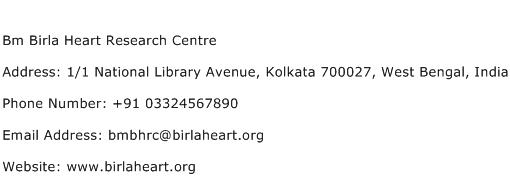 Bm Birla Heart Research Centre Address Contact Number