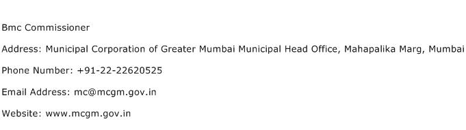 Bmc Commissioner Address Contact Number