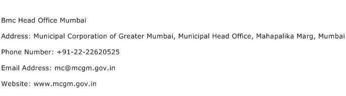 Bmc Head Office Mumbai Address Contact Number