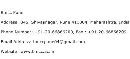 Bmcc Pune Address Contact Number