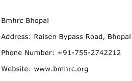 Bmhrc Bhopal Address Contact Number