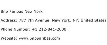 Bnp Paribas New York Address Contact Number