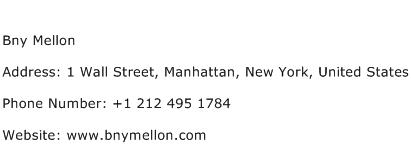Bny Mellon Address Contact Number