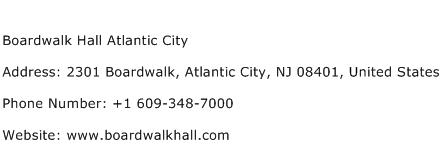 Boardwalk Hall Atlantic City Address Contact Number