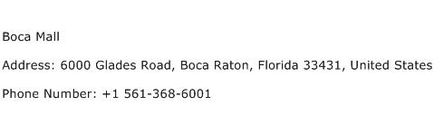 Boca Mall Address Contact Number