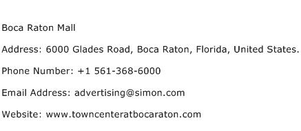 Boca Raton Mall Address Contact Number
