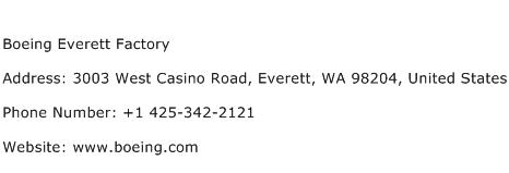 Boeing Everett Factory Address Contact Number