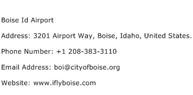 Boise Id Airport Address Contact Number