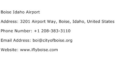 Boise Idaho Airport Address Contact Number