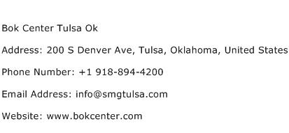 Bok Center Tulsa Ok Address Contact Number