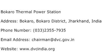 Bokaro Thermal Power Station Address Contact Number
