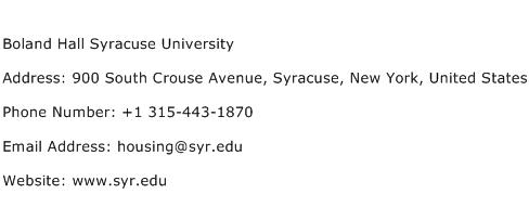 Boland Hall Syracuse University Address Contact Number