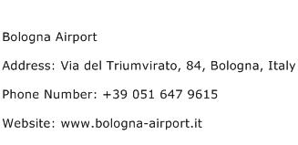 Bologna Airport Address Contact Number