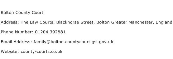 Bolton County Court Address Contact Number