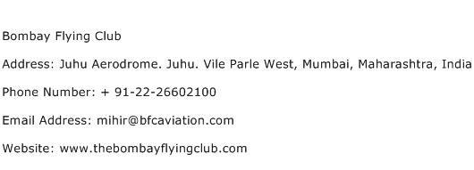 Bombay Flying Club Address Contact Number