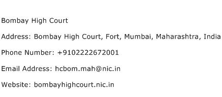 Bombay High Court Address Contact Number