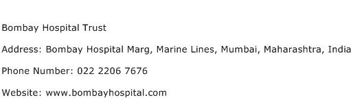 Bombay Hospital Trust Address Contact Number