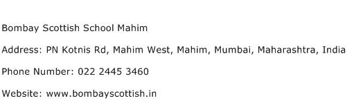 Bombay Scottish School Mahim Address Contact Number