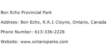 Bon Echo Provincial Park Address Contact Number