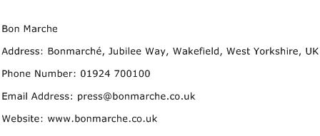 Bon Marche Address Contact Number