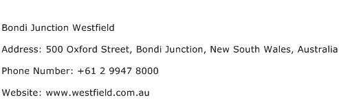 Bondi Junction Westfield Address Contact Number