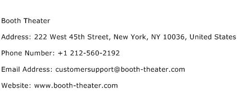 Booth Theater Address Contact Number
