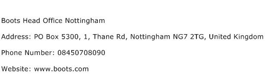 Boots Head Office Nottingham Address Contact Number