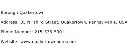 Borough Quakertown Address Contact Number