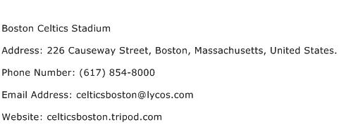 Boston Celtics Stadium Address Contact Number