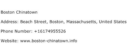 Boston Chinatown Address Contact Number