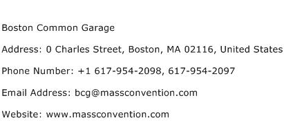 Boston Common Garage Address Contact Number