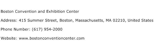 Boston Convention and Exhibition Center Address Contact Number