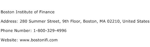Boston Institute of Finance Address Contact Number