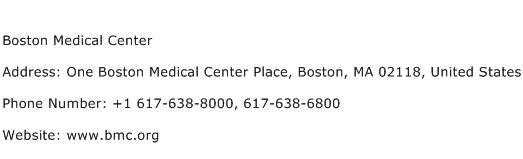 Boston Medical Center Address Contact Number