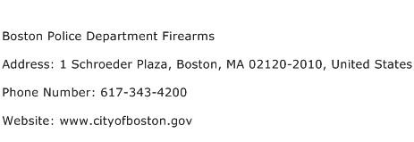 Boston Police Department Firearms Address Contact Number