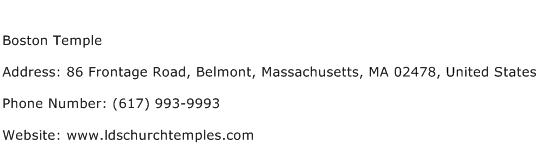 Boston Temple Address Contact Number
