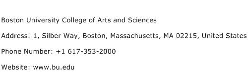 Boston University College of Arts and Sciences Address Contact Number
