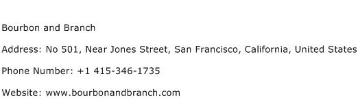 Bourbon and Branch Address Contact Number
