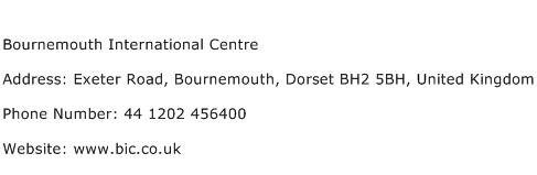 Bournemouth International Centre Address Contact Number