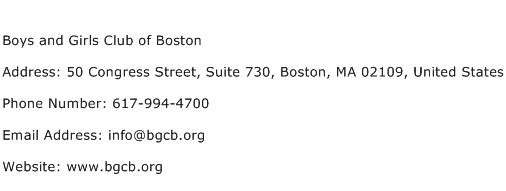 Boys and Girls Club of Boston Address Contact Number