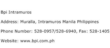 Bpi Intramuros Address Contact Number