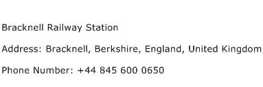 Bracknell Railway Station Address Contact Number