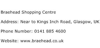 Braehead Shopping Centre Address Contact Number