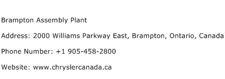 Brampton Assembly Plant Address Contact Number