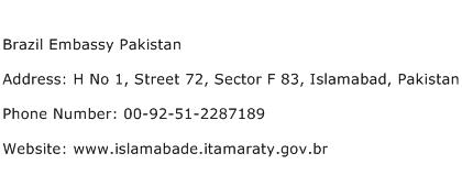 Brazil Embassy Pakistan Address Contact Number