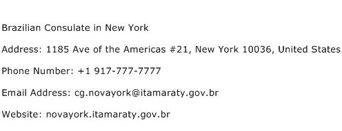 Brazilian Consulate in New York Address Contact Number