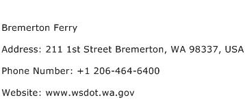 Bremerton Ferry Address Contact Number