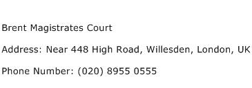 Brent Magistrates Court Address Contact Number