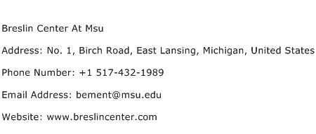 Breslin Center At Msu Address Contact Number